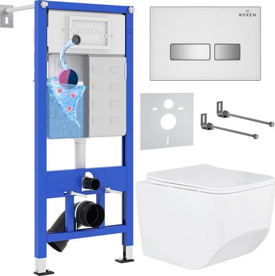 Унитаз подвесной с инсталляцией Roxen StounFix Dual Fresh 639404 - фото