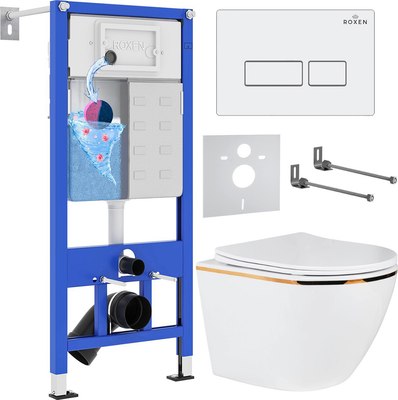 Унитаз подвесной с инсталляцией Roxen StounFix Dual Fresh 850609 - фото