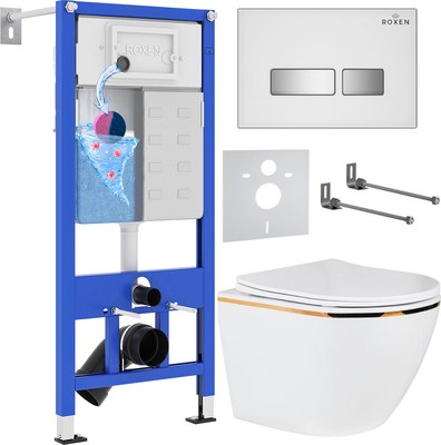 Унитаз подвесной с инсталляцией Roxen StounFix Dual Fresh 904965 - фото