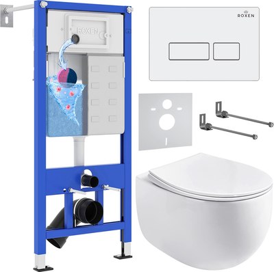 Унитаз подвесной с инсталляцией Roxen StounFix Dual Fresh 964170 - фото