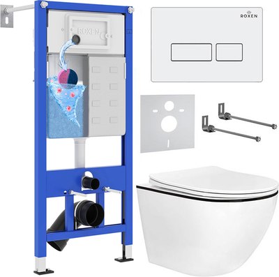 Унитаз подвесной с инсталляцией Roxen StounFix Dual Fresh 964744 - фото