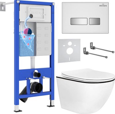 Унитаз подвесной с инсталляцией Roxen StounFix Dual Fresh 964909 - фото