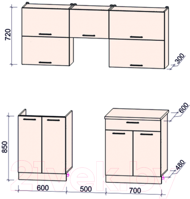 Кухонный гарнитур Интерлиния Мила Gloss 50-18