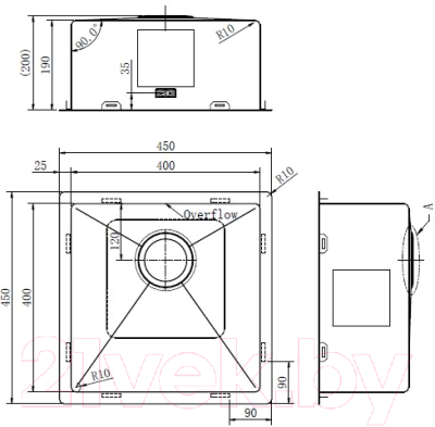 Мойка кухонная ZORG ZRN 4545 Premium PVD Gunblack
