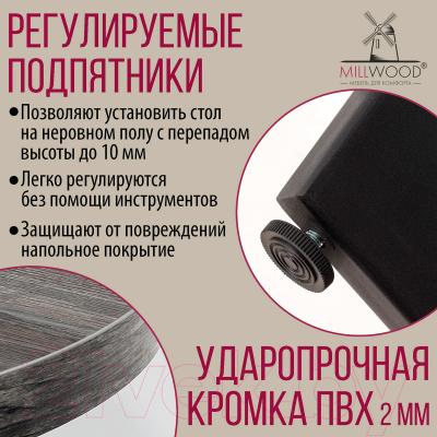 Обеденный стол Millwood Лофт Мюнхен Л 130x80x75
