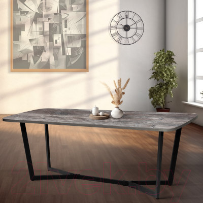 Обеденный стол Millwood Лофт Мюнхен Л 200x100x75 (сосна пасадена/металл черный)