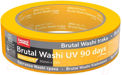 Лента малярная Beorol Brutal 90 дней UV Washi Paper 30мм/33м - фото