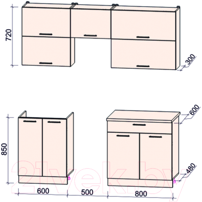 Кухонный гарнитур Интерлиния Мила Gloss 50-19
