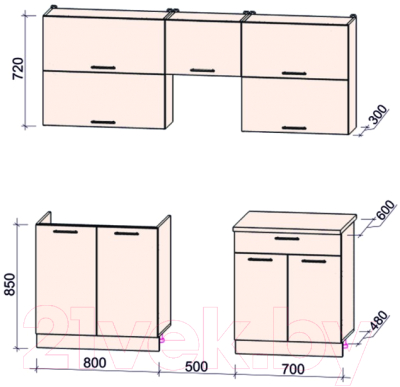 Кухонный гарнитур Интерлиния Мила Gloss 50-20
