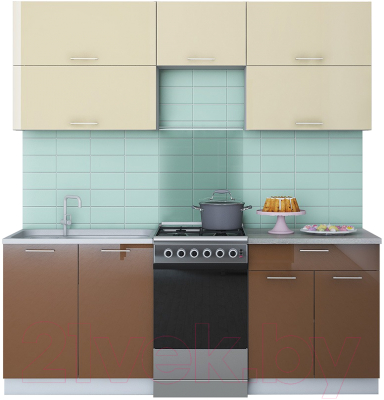 Кухонный гарнитур Интерлиния Мила Gloss 50-20 - фото