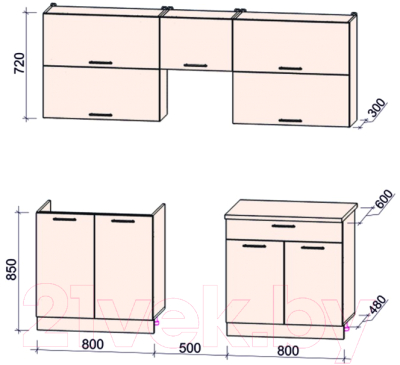 Кухонный гарнитур Интерлиния Мила Gloss 50-21