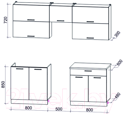 Кухонный гарнитур Интерлиния Мила Gloss 50-21