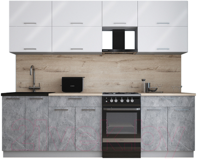 Кухонный гарнитур Интерлиния Мила Gloss 50-25 - фото