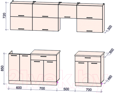 Кухонный гарнитур Интерлиния Мила Gloss 50-25