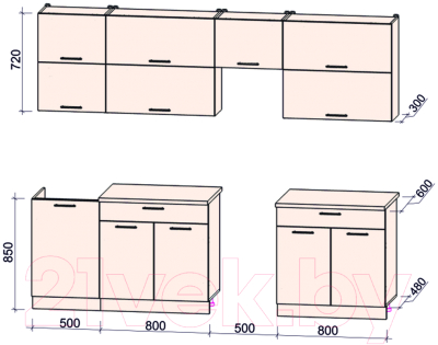 Кухонный гарнитур Интерлиния Мила Gloss 50-26