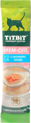 Лакомство для кошек TiTBiT Крем-суп для кошек с кусочками лосося / 14639 - фото