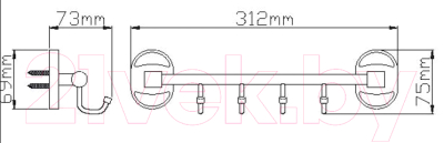 Планка для крючков Wisent WP2816-4