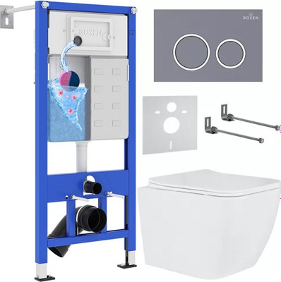 Унитаз подвесной с инсталляцией Roxen StounFix Dual Fresh 966075 - фото