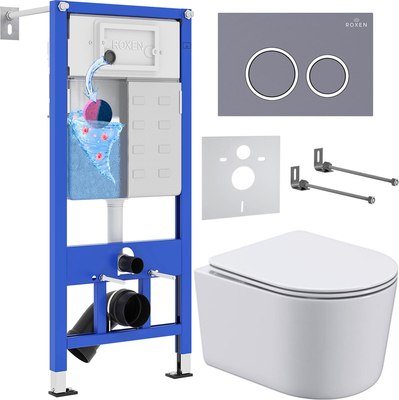 Унитаз подвесной с инсталляцией Roxen StounFix Dual Fresh 966133 - фото