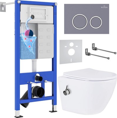 Унитаз подвесной с инсталляцией Roxen StounFix Slim 966135 - фото