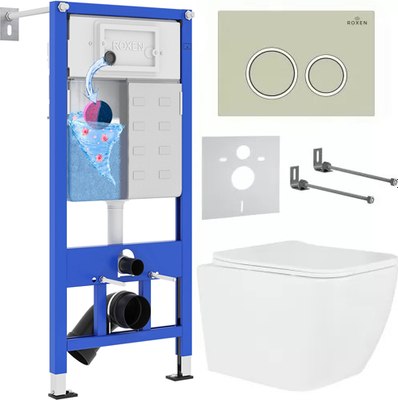 Унитаз подвесной с инсталляцией Roxen StounFix Dual Fresh 966212 - фото