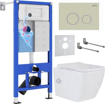 Унитаз подвесной с инсталляцией Roxen StounFix Slim 966246 - фото