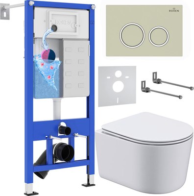 Унитаз подвесной с инсталляцией Roxen StounFix Dual Fresh 966278 - фото