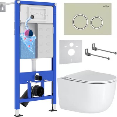 Унитаз подвесной с инсталляцией Roxen StounFix Dual Fresh 966303 - фото