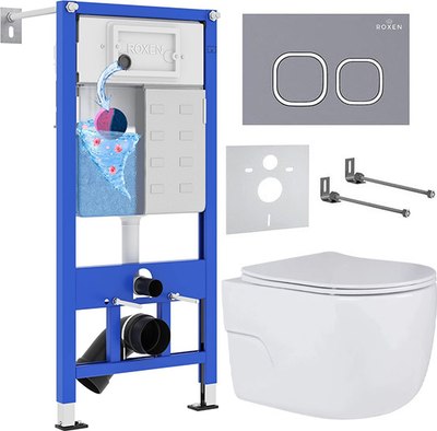 Унитаз подвесной с инсталляцией Roxen StounFix Slim 966397 - фото