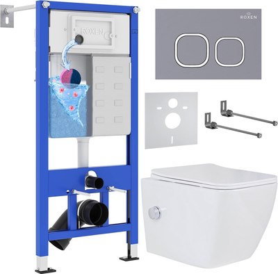 Унитаз подвесной с инсталляцией Roxen StounFix Slim 966426 - фото