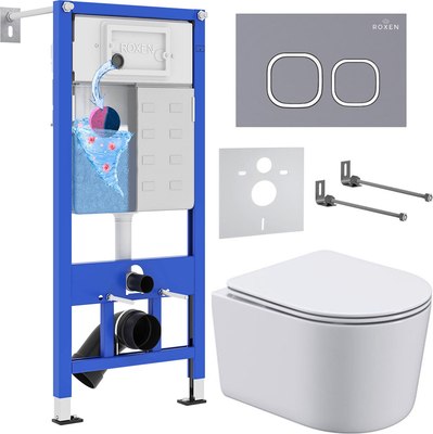 Унитаз подвесной с инсталляцией Roxen StounFix Dual Fresh 966428 - фото