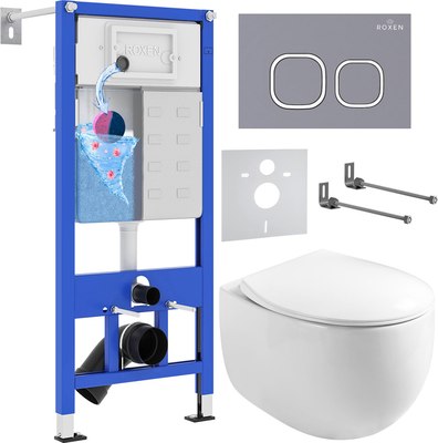 Унитаз подвесной с инсталляцией Roxen StounFix Dual Fresh 966436 - фото