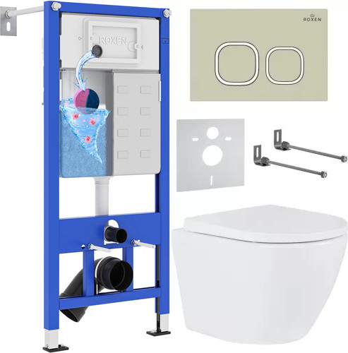 Унитаз подвесной с инсталляцией Roxen StounFix Dual Fresh 966464 - фото