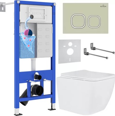 Унитаз подвесной с инсталляцией Roxen StounFix Dual Fresh 966482 - фото