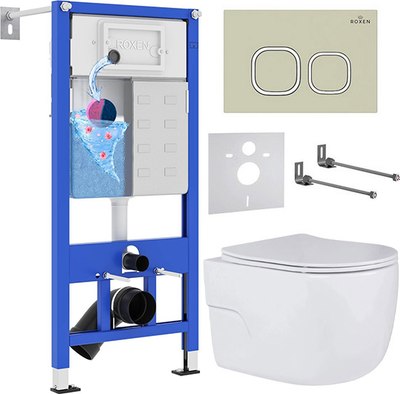 Унитаз подвесной с инсталляцией Roxen StounFix Slim 966529 - фото