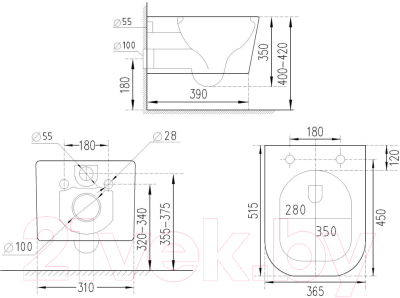 Унитаз подвесной с инсталляцией Roxen StounFix Slim 966554