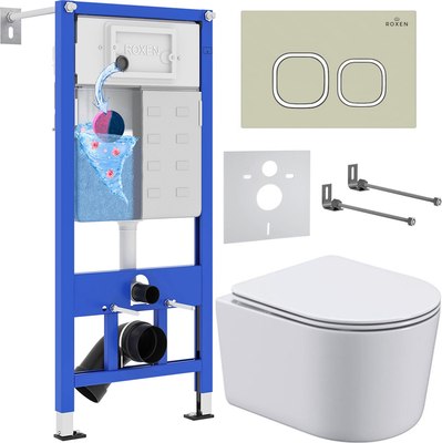 Унитаз подвесной с инсталляцией Roxen StounFix Dual Fresh 966614 - фото