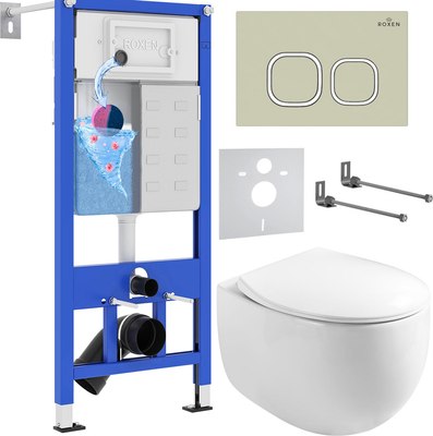 Унитаз подвесной с инсталляцией Roxen StounFix Dual Fresh 966619 - фото