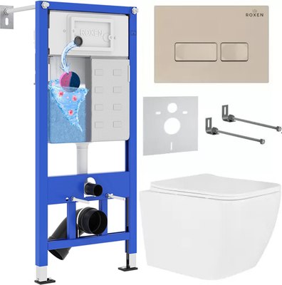 Унитаз подвесной с инсталляцией Roxen StounFix Dual Fresh 966634 - фото