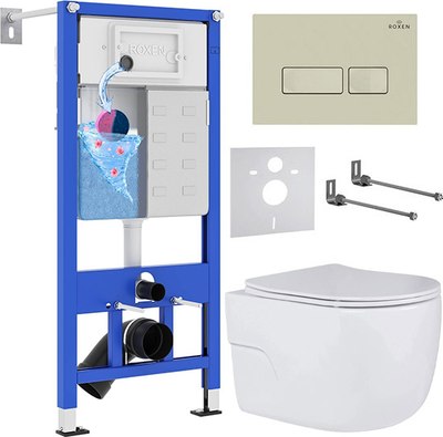 Унитаз подвесной с инсталляцией Roxen StounFix Slim 966662 - фото