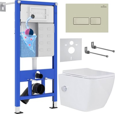 Унитаз подвесной с инсталляцией Roxen StounFix Slim 966682 - фото