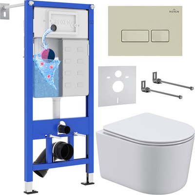 Унитаз подвесной с инсталляцией Roxen StounFix Dual Fresh 966686 - фото