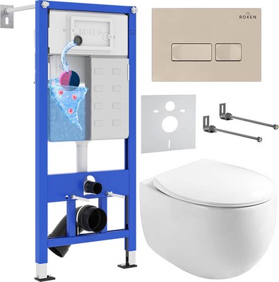 Унитаз подвесной с инсталляцией Roxen StounFix Dual Fresh 966706 - фото