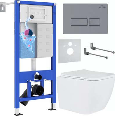 Унитаз подвесной с инсталляцией Roxen StounFix Dual Fresh 966775 - фото