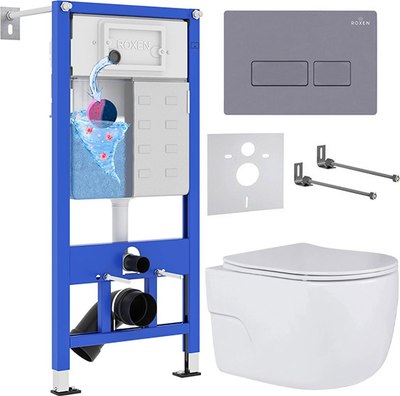 Унитаз подвесной с инсталляцией Roxen StounFix Slim 966779 - фото