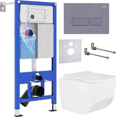 Унитаз подвесной с инсталляцией Roxen StounFix Dual Fresh 966786 - фото