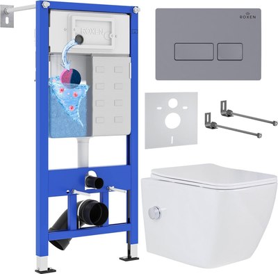 Унитаз подвесной с инсталляцией Roxen StounFix Slim 966807 - фото