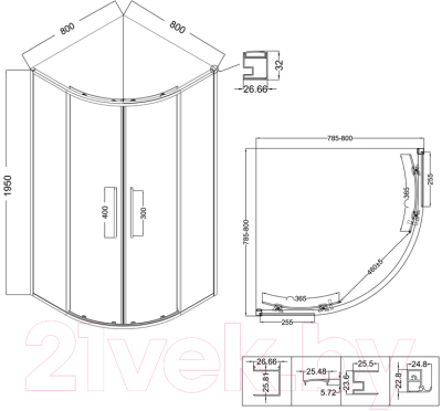 Душевой уголок Niagara NG-2825-34BLACK 80x80x195