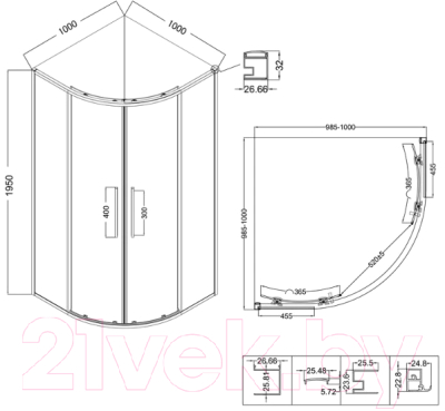 Душевой уголок Niagara NG-2827-34BLACK 100x100x195