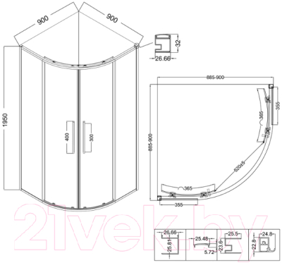 Душевой уголок Niagara NG-6826-34BLACK 90x90x195